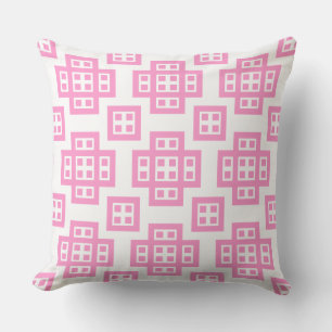 Geometric 030614 - Rosa auf Weiß Kissen