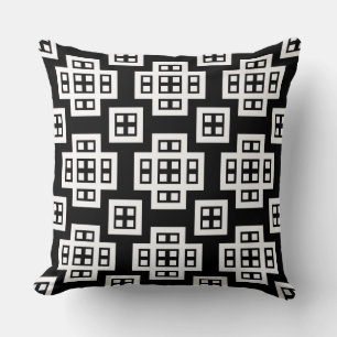 Geometric 030614 - White on Black Kissen