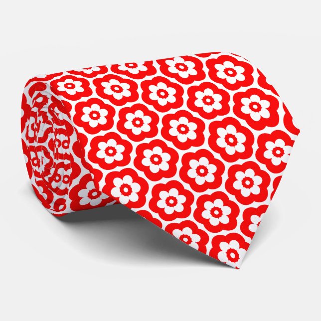 Geometric 280514 (03) - Red on White Krawatte (Gerollt)