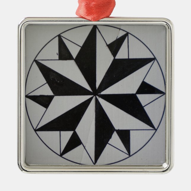 Geometric-6 Premium Square Weihnachtsdekoration Silbernes Ornament (Vorne)