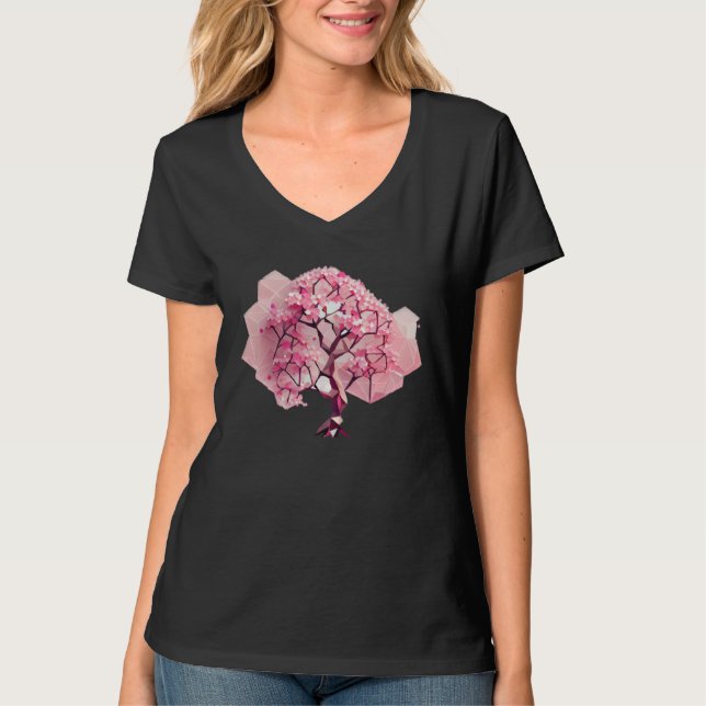 Geometric A Refreshing and Vibrant Pink Cherry Blo T-Shirt (Vorderseite)