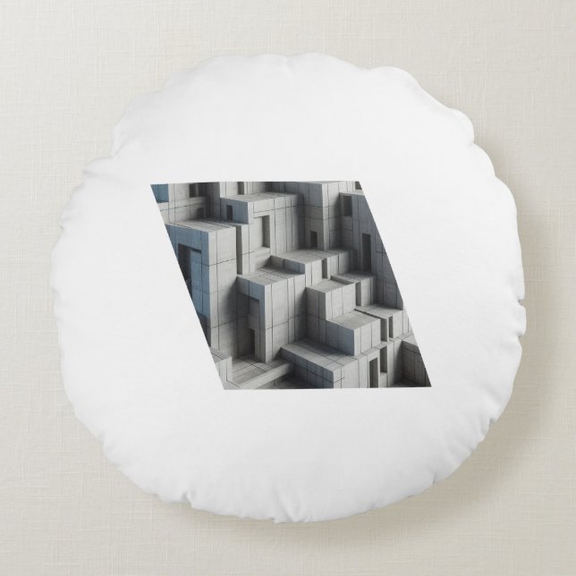 Geometric Abstract Concrete Structure with Sharp A Rundes Kissen (Vorderseite)