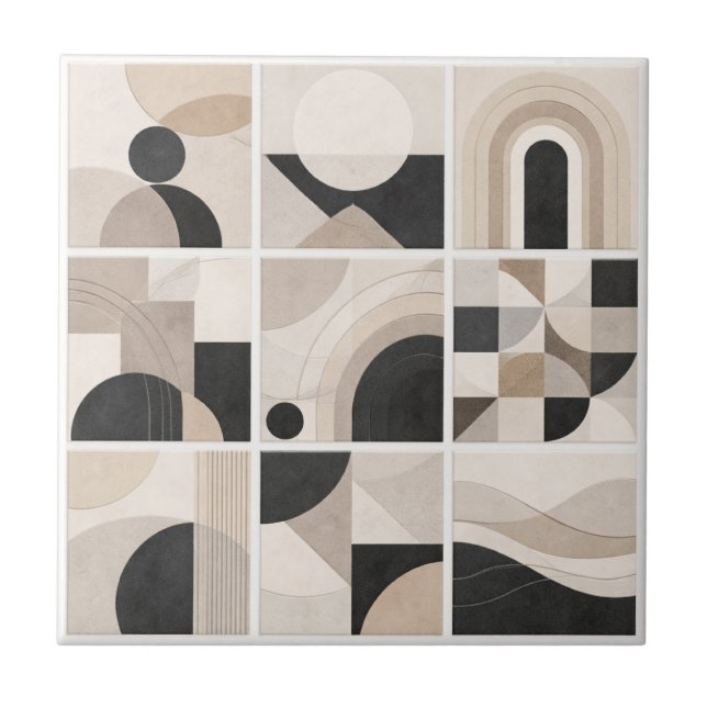 Geometric Abstract Harmony – Modern Ceramic Tile Fliese (Vorderseite)