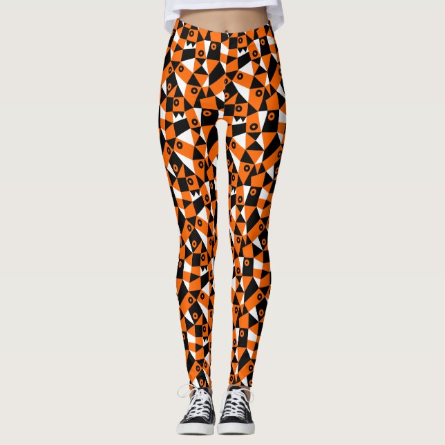 Geometric Abstrakt 030919 - Orange Leggings (Vorderseite)