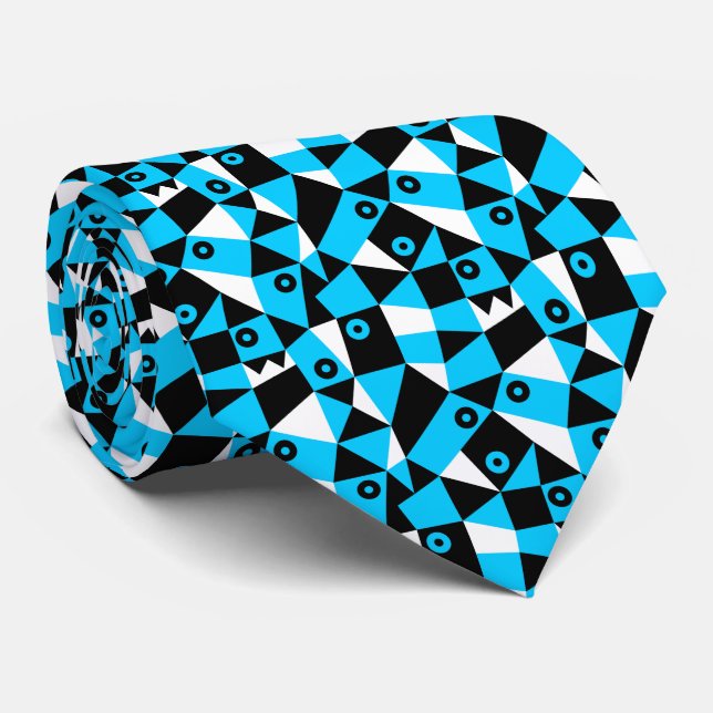 Geometric Abstrakt 030919 - Sky Blue Krawatte (Gerollt)