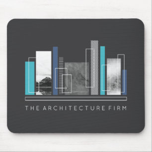 Geometric Architecture Blue & Gray Mousepad