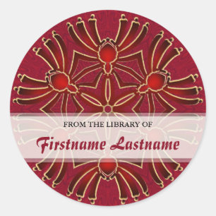 Geometric Azteck Spiderz : Red Gold Buchzeichen St Runder Aufkleber