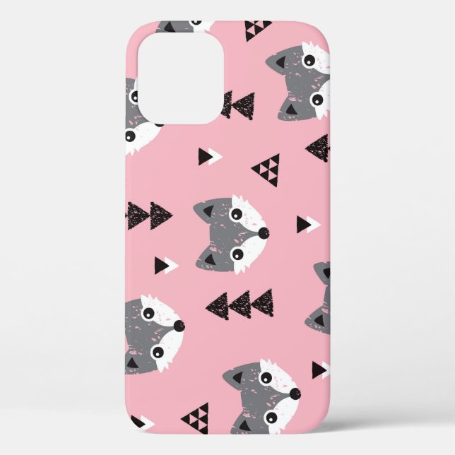Geometric Baby Fox Woodland Pattern Case-Mate iPhone Hülle (Rückseite)