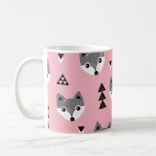 Geometric Baby Fox Woodland Pattern Kaffeetasse