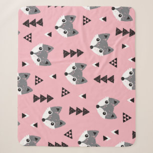 Geometric Baby Fox Woodland Pattern Sherpadecke