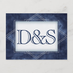 Geometric Blue Art Deco Moderne UAWG Einladungspostkarte