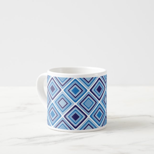 Geometric Blue Espresso Tasse (Vorderseite Links)