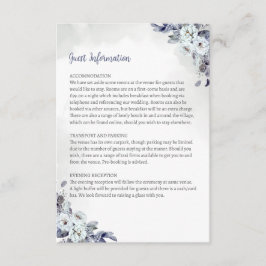 Geometric Blue Florals Guest Info Card Begleitkarte