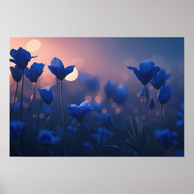 Geometric Blue Mountains bei Sunset Poster (Vorne)