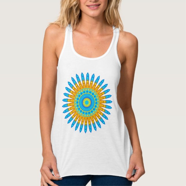 Geometric Blue Orange Mandala Design-68567 Tank Top (Vorderseite)