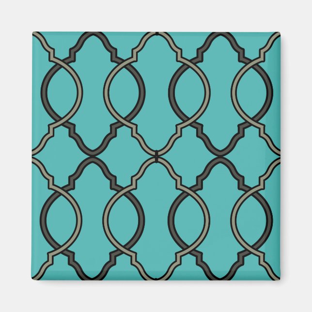 Geometric Blue Trellis marokkanisch Magnet (Vorne)