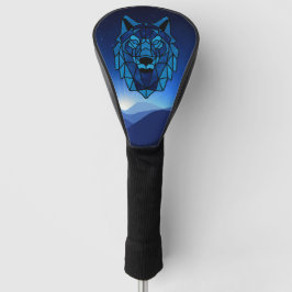 Geometric Blue Wolf Golf Headcover