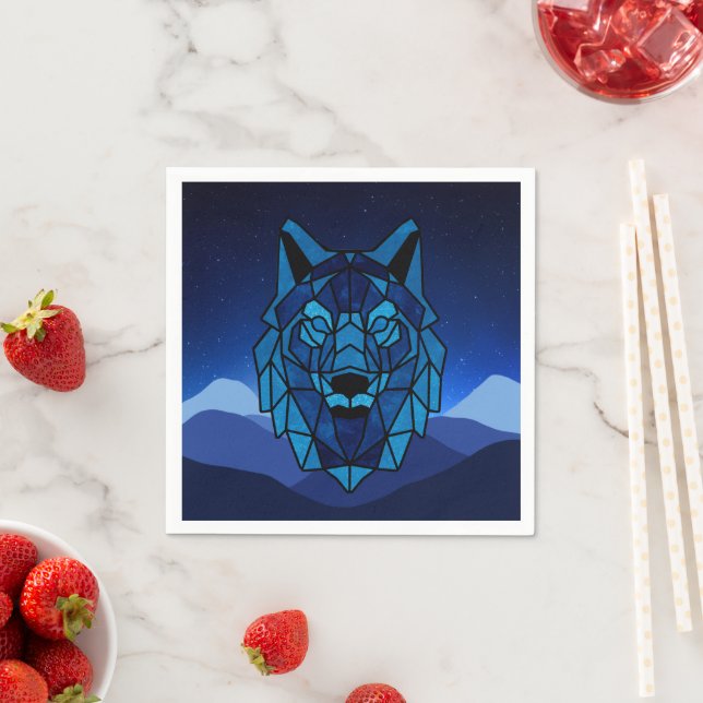 Geometric Blue Wolf Serviette (Beispiel)