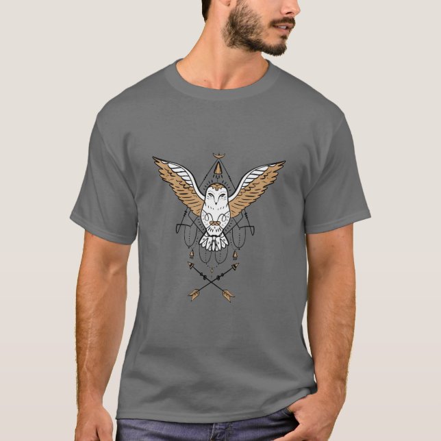 Geometric Boho Owl T-Shirt (Vorderseite)