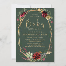 Geometric Boho Wildblume Dark Green Baby Shower