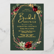 Geometric Boho Wildblume Dark Green Brautparty