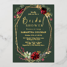 Geometric Boho Wildblume Dark Green Brautparty