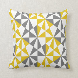 Geometric Bold Retro Funky Mustard Yellow Gray Kissen
