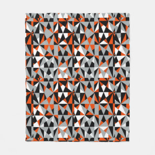 Geometric Bold Retro Funky Orange Gray Schwarz-wei Fleecedecke