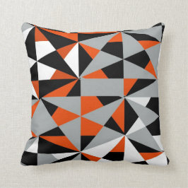Geometric Bold Retro Funky Orange Schwarz-weiß Kissen