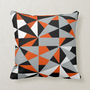 Geometric Bold Retro Funky Orange Schwarz-weiß Kissen