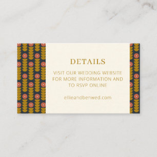Geometric Botanical Gold Navy Wedding Website Encl Begleitkarte
