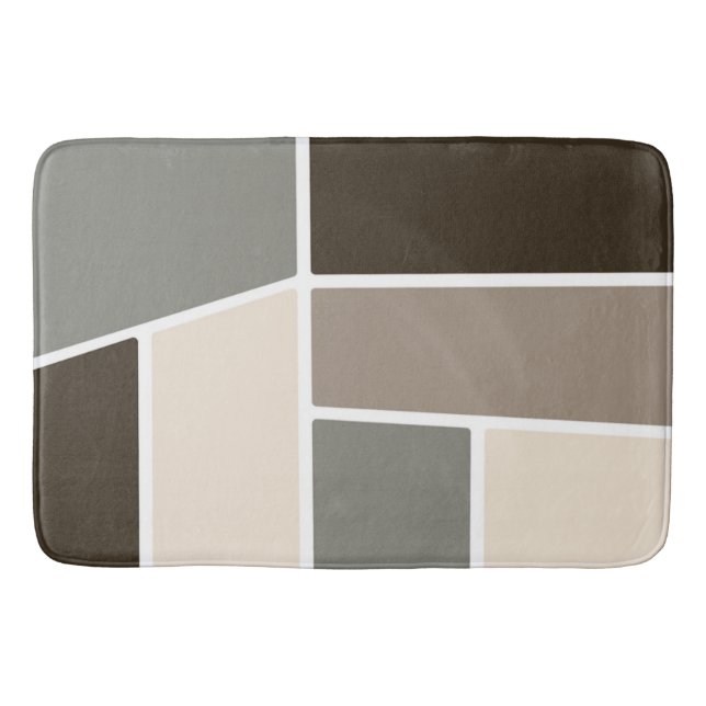 Geometric Brown, Taupe, Gray and Ivory Badematte (Vorderseite)