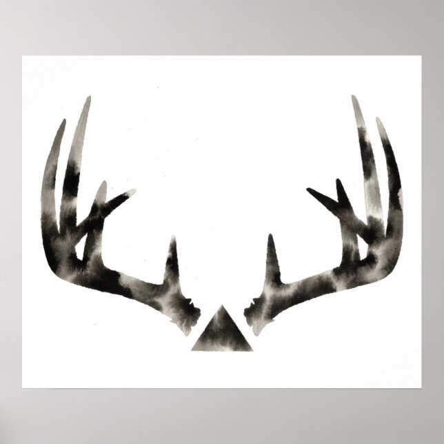 Geometric Buck Antler Wasserfarbe Poster (Vorne)