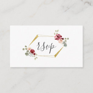 Geometric Burgundy Blume Greenerity Wedding RSVP Begleitkarte