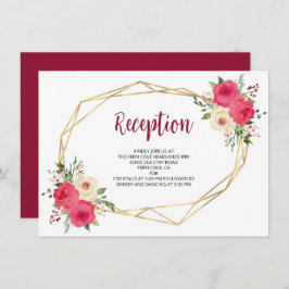 Geometric Burgundy Boho Floral Wedding Reception Begleitkarte