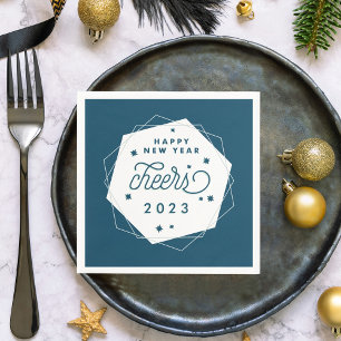 Geometric Cheer   New Year's Eve Party Serviette