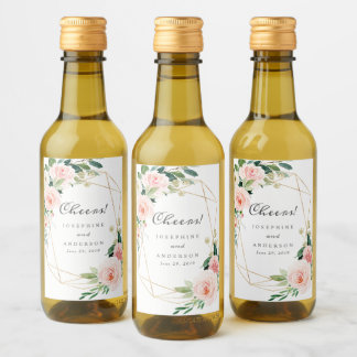 Geometric Cheers Mini Wine Bottle Labels Weinetikett