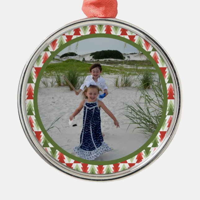 Geometric Christmas Tree Grove Ornament Aus Metall (Vorne)