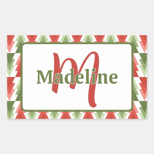 Geometric Christmas Tree Grove Rechteckiger Aufkleber (Vorderseite)