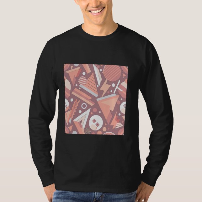 GEOMETRIC CIRCLE SQUARE TRIANGLE RETRO PATTERN ORN T-Shirt (Vorderseite)