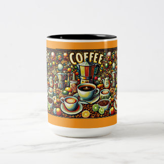 Geometric Coffee Design Mug Zweifarbige Tasse