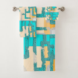 Geometric Color‑Blocked Motif Modern Badhandtuch Set