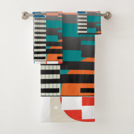 Geometric Color‑Blocked Motif Modern Badhandtuch Set