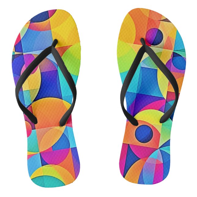 Geometric Color Symphony Flip Flops (Fußbett)