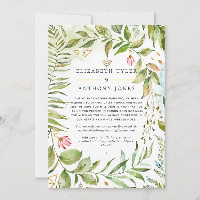 Geometric Crystal Greenerity Virtual Wedding Ankündigung (Vorderseite)