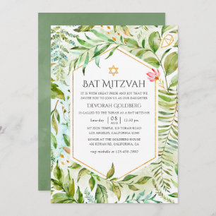 Geometric Crystal Greenery Bat Mitzvah Einladung