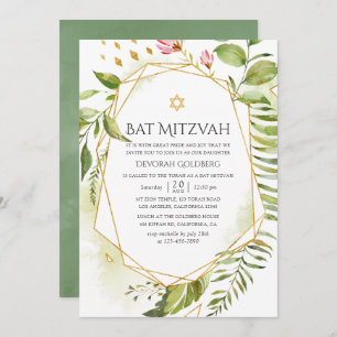 Geometric Crystal Greenery Bat Mitzvah Einladung