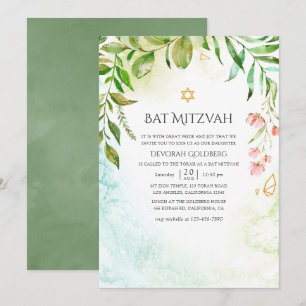 Geometric Crystal Greenery Bat Mitzvah Einladung