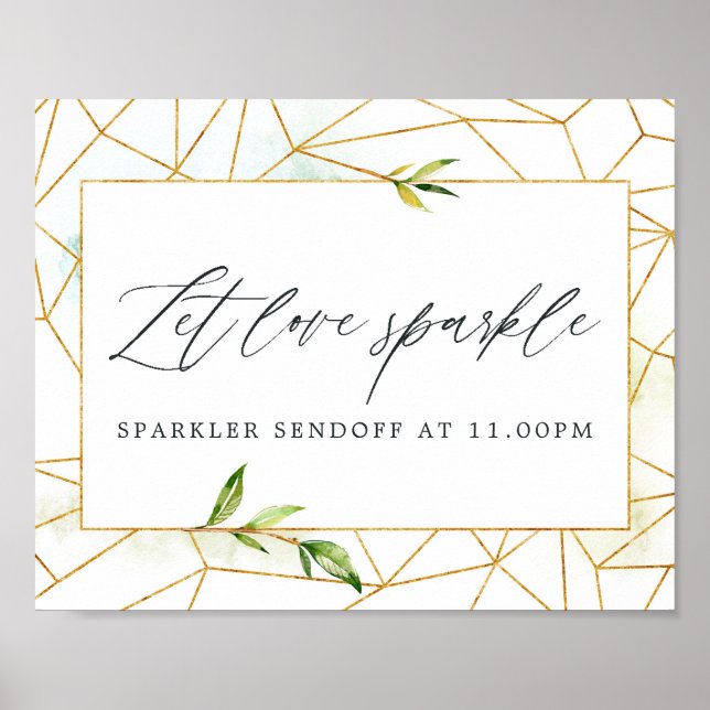 Geometric Crystal Wedding Lass Liebe Sparkle Poster (Vorne)