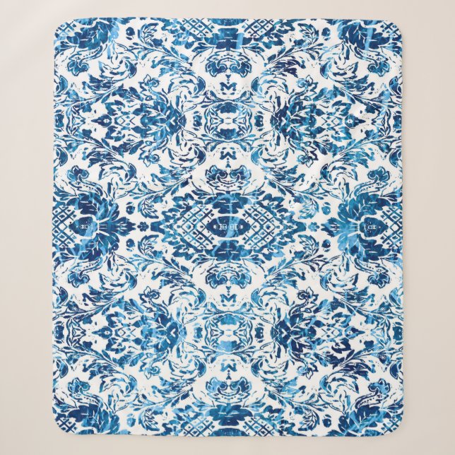 Geometric damask seamless pattern with grunge text sherpadecke (Vorderseite)